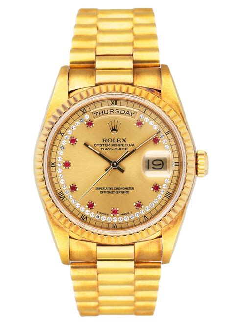 Rolex Day Date 18238 Ruby Diamond Dial Mens Watch