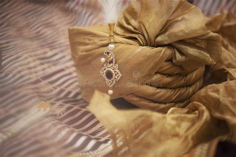 Wedding Turban of Indian Groom Stock Image - Image of color, golden ...