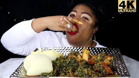 Asmr Eating African Nigerian Food For The First Time Fufu Eforiro Eatin Nigerian Food