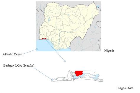 Map Of Nigeria With Lagos State Insert Atlantic Ocean And Badagry