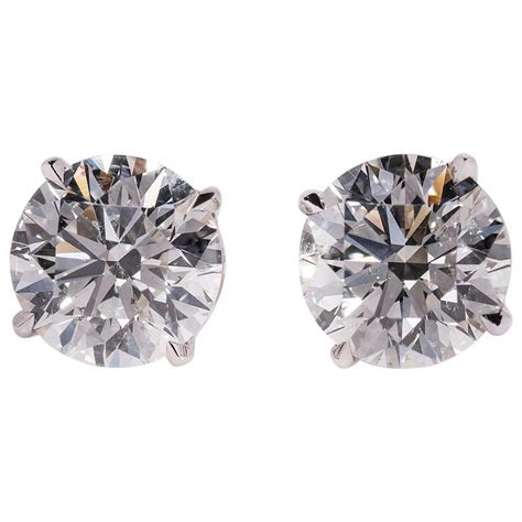 2 Carat Each GIA GSI2 Diamond Studs For Sale at 1stDibs