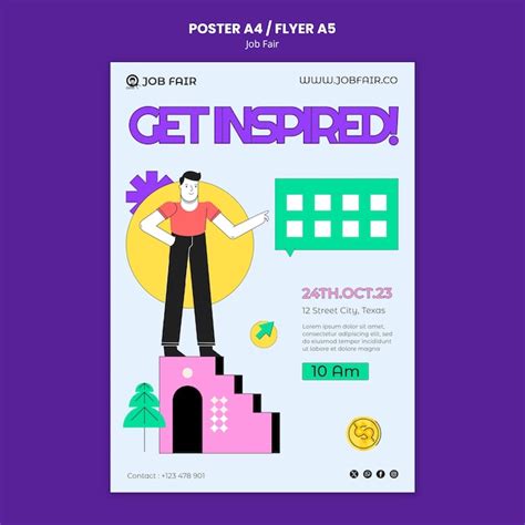 Free Psd Flat Design Job Fair Poster Template