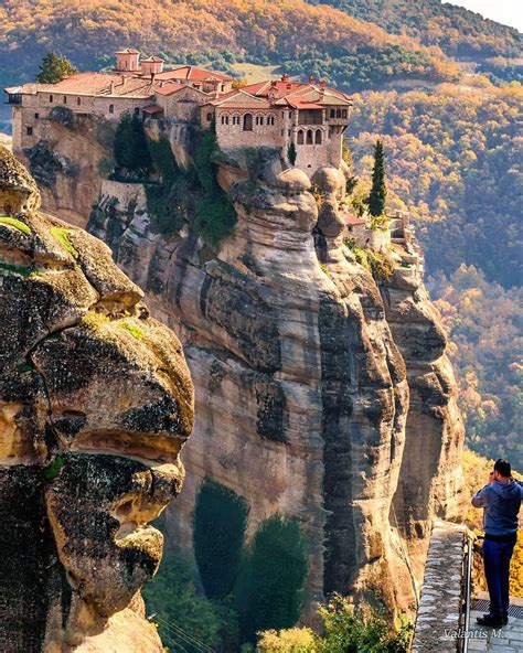 Highly Above The Cliff 🍃 Roussanou Monastery Meteora Greece Photo By