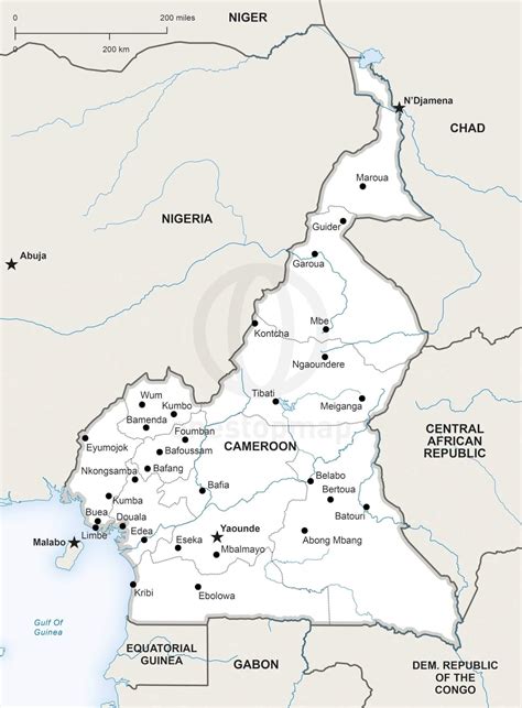 Vector Map of Cameroon Political | One Stop Map