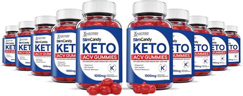 Justified Laboratories 10 Pack Slim Candy Keto Acv Gummies 1000mg With Pomegranate