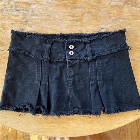 I Am Gia Skylar Mini Skirt Black Denim Pleated Depop