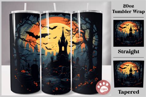 Haunted Graveyard Halloween Tumbler Wrap Graphic By Luna Art Design