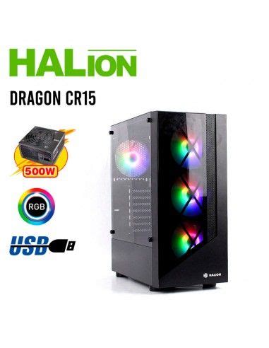 CASE HALION DRAGON CR15 CR15 500W VIDRIO TEMPLADO LED RGB