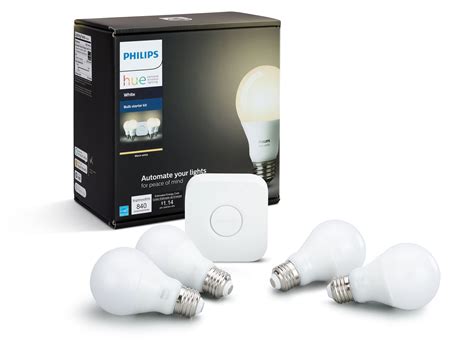 Philips Hue White A19 Smart Light Starter Kit 60W LED 4 Pack