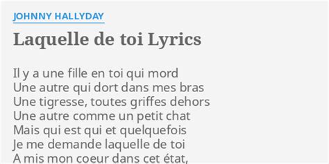 Laquelle De Toi Lyrics By Johnny Hallyday Il Y A Une