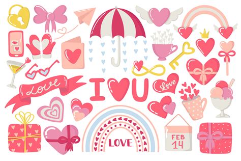 Cute valentine's day doodles set 18767744 Vector Art at Vecteezy