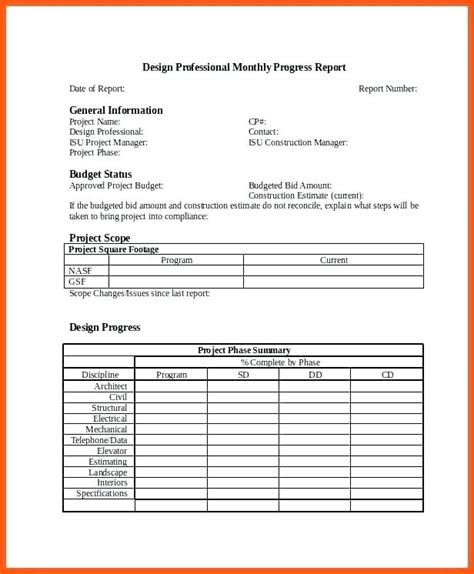 Monthly Progress Report Template (4) - TEMPLATES EXAMPLE | TEMPLATES EXAMPLE