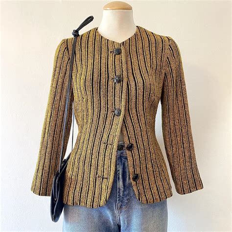 Yellow And Black Fitted Blazer Sweater Features Depop