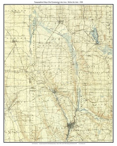 Pymatuning Reservoir 1908 Before The Reservoir Old Topographic Map Usgs Greenville Jamestown