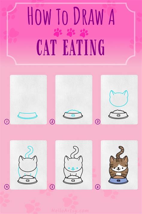 Cat Eating Drawing Cat Drawing For Kid Cat Drawing Tutorial Cute