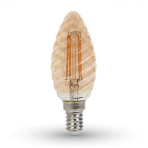 V Tac Sku Vt W Candle Filament Bulb Amber Cover With Twist