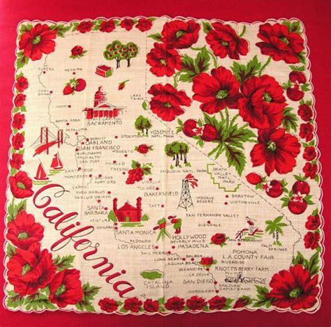 A Red And White Handkerchief With Flowers On It