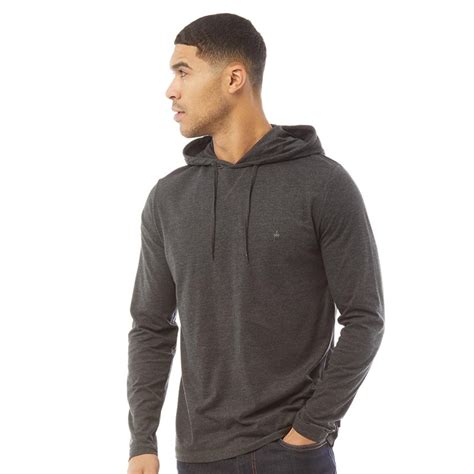 Buy French Connection Mens Hooded Crown Long Sleeve Top Charcoal Melange