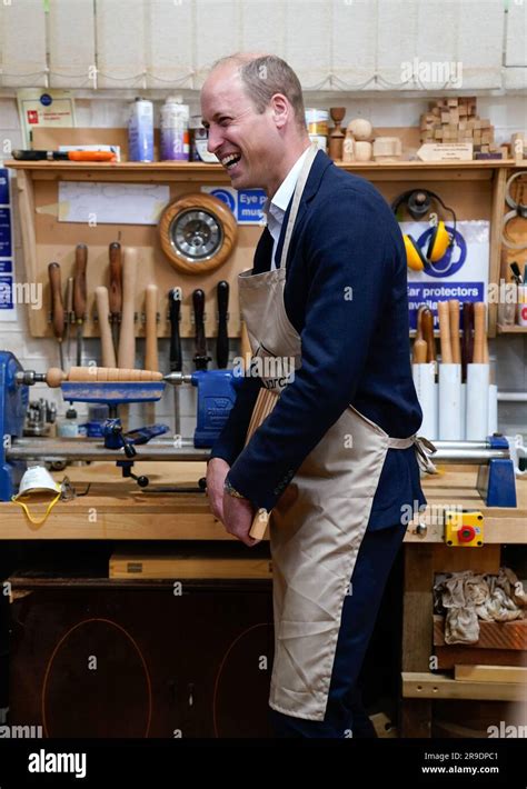 The Prince Of Wales During A Visit To Faithworks Carpentry Workshop In