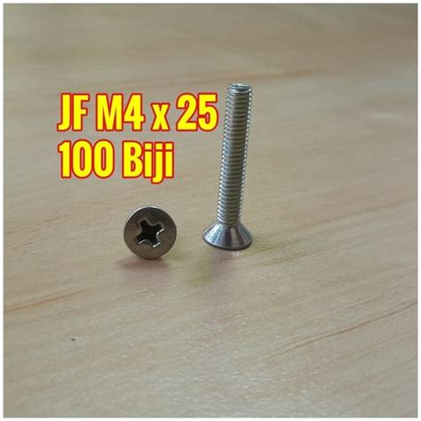 Jual Baut JF M4 X 25 Cutersink Countersunk Bolt Kepala Plus Di Lapak