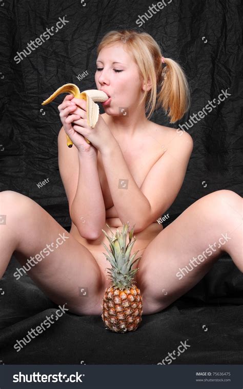 Naked Blonde Woman Eating Fresh Ripe Stock Photo 75636475 Shutterstock