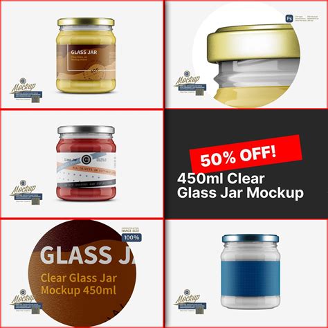 Glass Jar With Peanut Butter Mockup Master Bundles