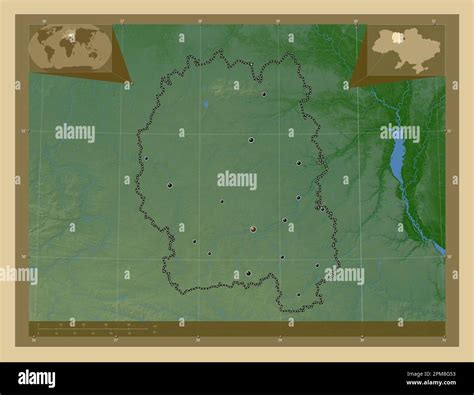 Zhytomyr Region Of Ukraine Colored Elevation Map With Lakes And