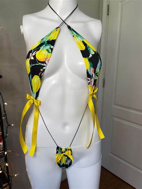 Lemonade Slingshot Bikini Stripper Outfits Exotic Dancewear Set Exotic Dance Wear Lolita