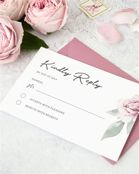 Dusty Rose Wedding RSVP Card Template DIY Floral Wedding Etsy Rsvp