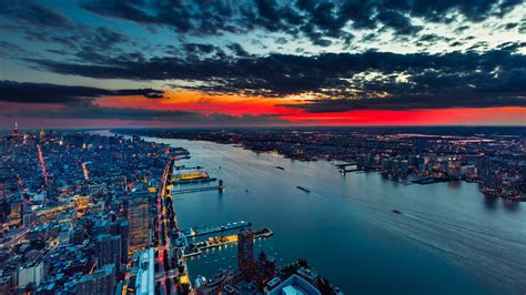 Sfondi tramonto mare città paesaggio urbano baia notte acqua