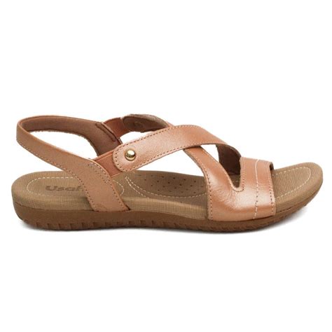 Sand Lia Feminina Usaflex R Papete Couro Confort Vel Realshoes