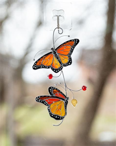 Stained Glass Butterfly Mothers Day T Custom Stained Glass Suncatcher Fly Insect Butterly