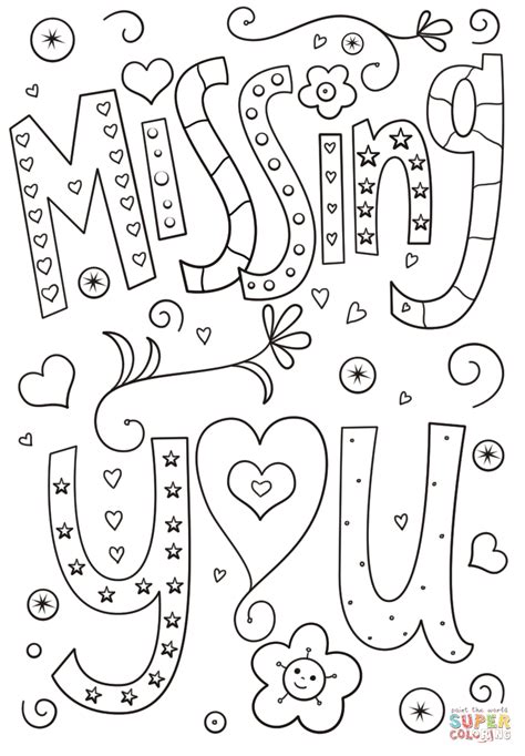 Free Printable Miss You Coloring Pages Printable Templates