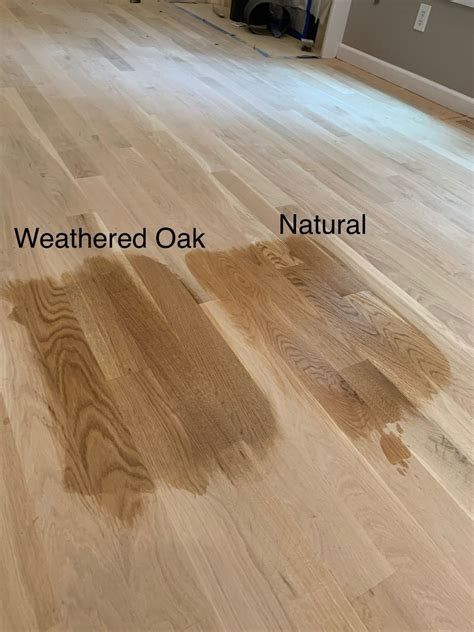 Natural Vs Weathered Oak Stain On White Oak Hardwoods Oak Floor