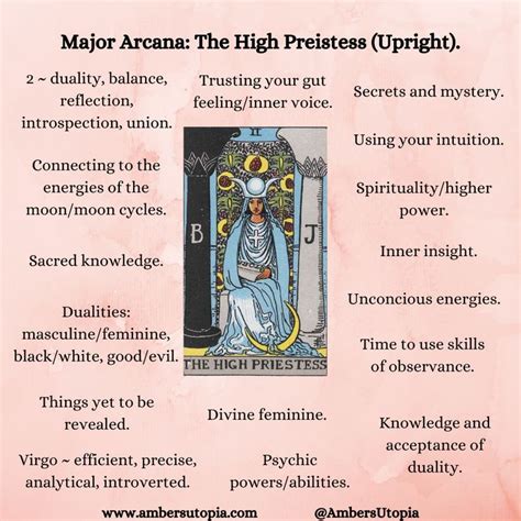 The High Priestess Upright Major Arcana Tarot Card Meanings