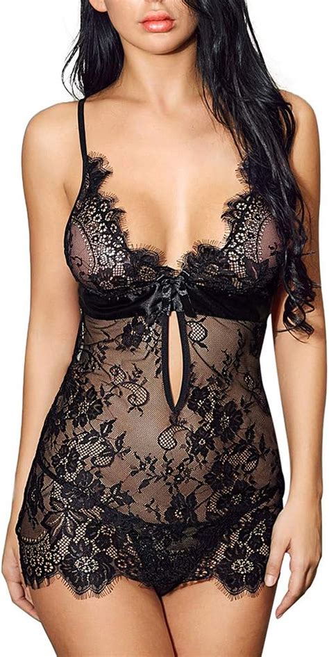 SHOLOV Babydoll Lingerie Sexy Erotico Con Maschera Di Pizzo Donna