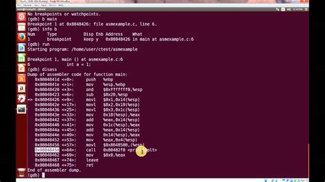 Gdb Debugging Displaying X86 Assembly From C Program And Stepping