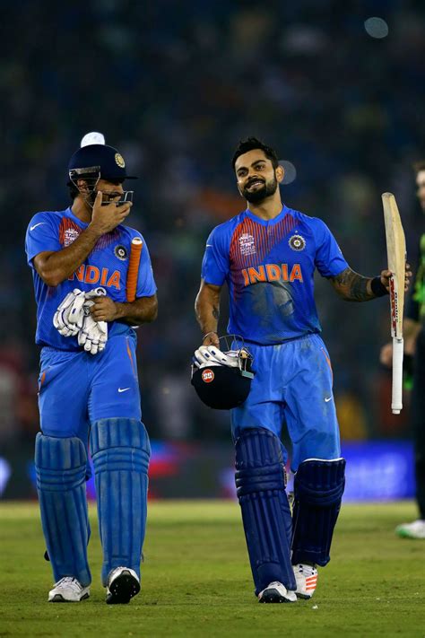 MS Dhoni and Virat Kohli share a laugh after taking India home ...