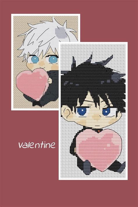 Anime Cross Stitch Pattern Jujutsu Kaisen Satoru Gojo Heart Inspire