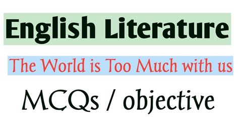 MCQs The World Is Too Much With Us Objective Types Questions