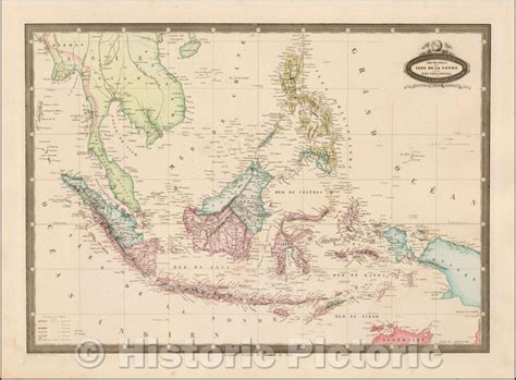 Historic Map Borneo Iles De La Sonde Celebes Moluques Et