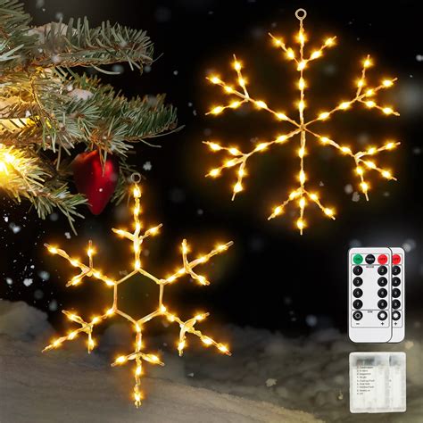 2 Pcs Christmas Window Silhouette Lights Christmas Snowflake Lights LED