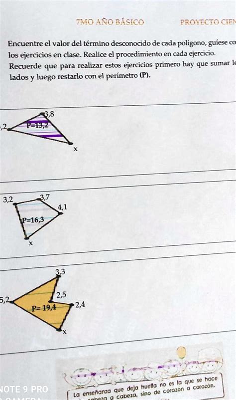 SOLVED encuentra el valor del término desconocido de cada polígono