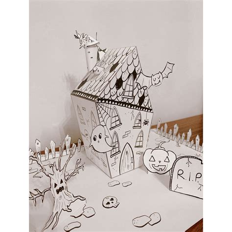 Haunted House Paper Craft Activity Printable Halloween Craft - Etsy