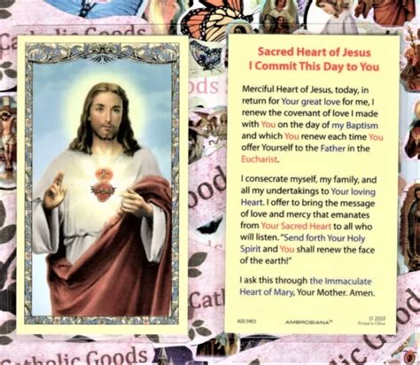 Laminated Holy Card Andthe Sacred Heart Of Jesus I Commit This Day L49 £271 Picclick Uk