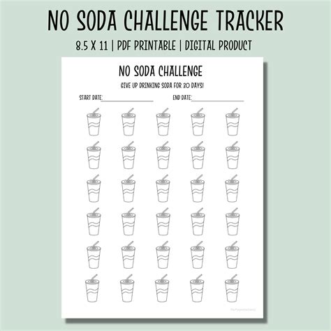 No Soda Challenge Printable Tracker Health Challenge Tracker | Etsy | Challenges, Health ...