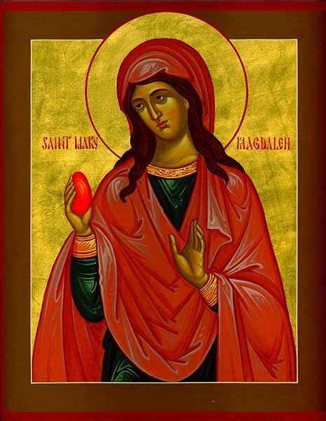 Orthodox Icon Bearing Image Of Mary Magdalene Holding A Red Egg The