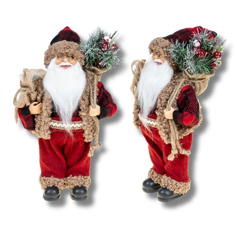 Boneco Papai Noel 30 Cm Vermelho Saco Enfeite Natalino Premium