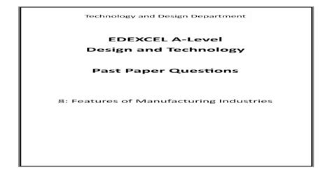 Pdf Edexcel A Level Design And Technology Past Paper Ques˛onsunit