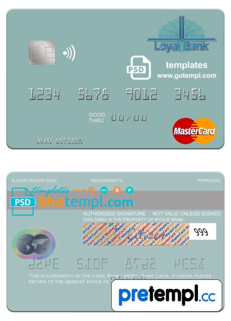 Saint Lucia Loyal Bank Limited Mastercard Credit Card Example In PSD